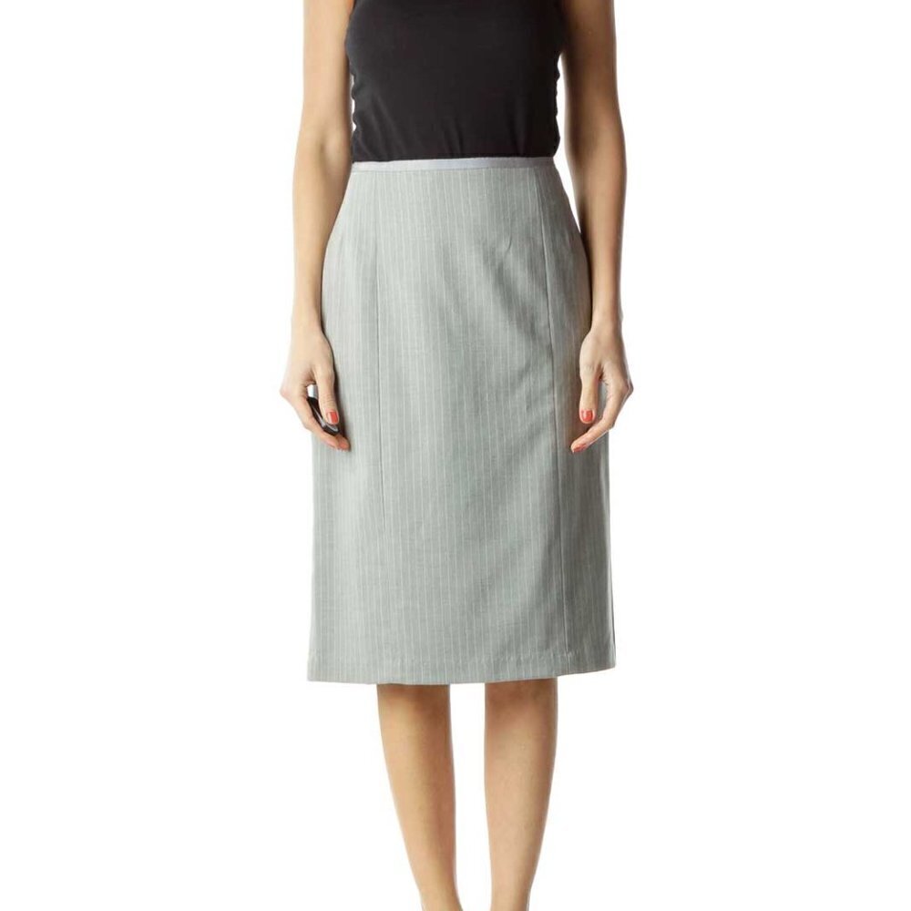 Nanette Lepore Gray Pinstripe Wool Pencil Skirt